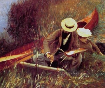 John Singer Sargent Painting - Sargent Paul Helleu dibujando con su esposa John Singer Sargent
